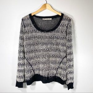 Gibson Black/White Scoop Neck Pullover Sweater  M